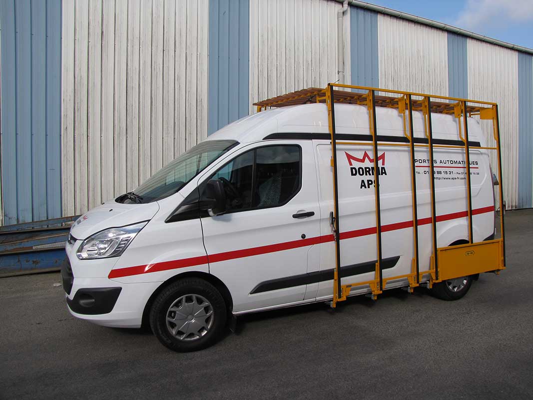 Porte verre Ford Custom - Aménagement véhicule transport de verre