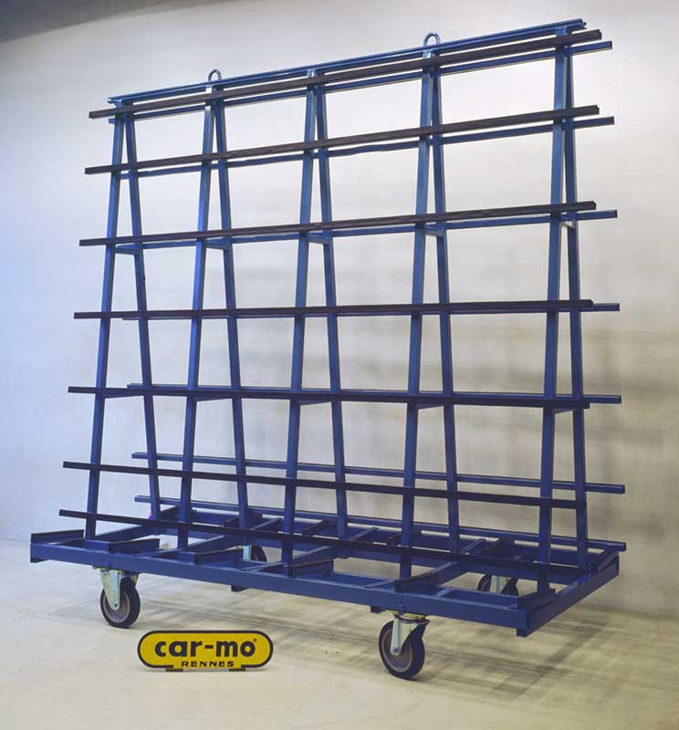 chariot produit verrier, stockage, chariot menuisier