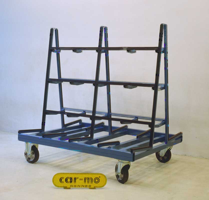 chariot produit verrier, stockage, chariot menuisier